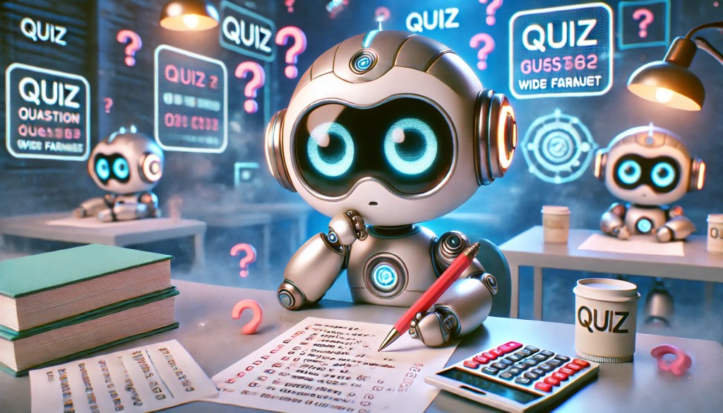 Fundersam söt robot som gör ett test